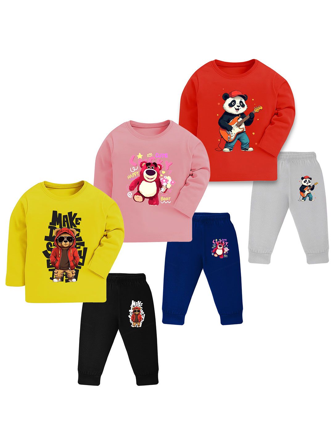 YK Unisex Kids Printed T-shirt with Pyjamas