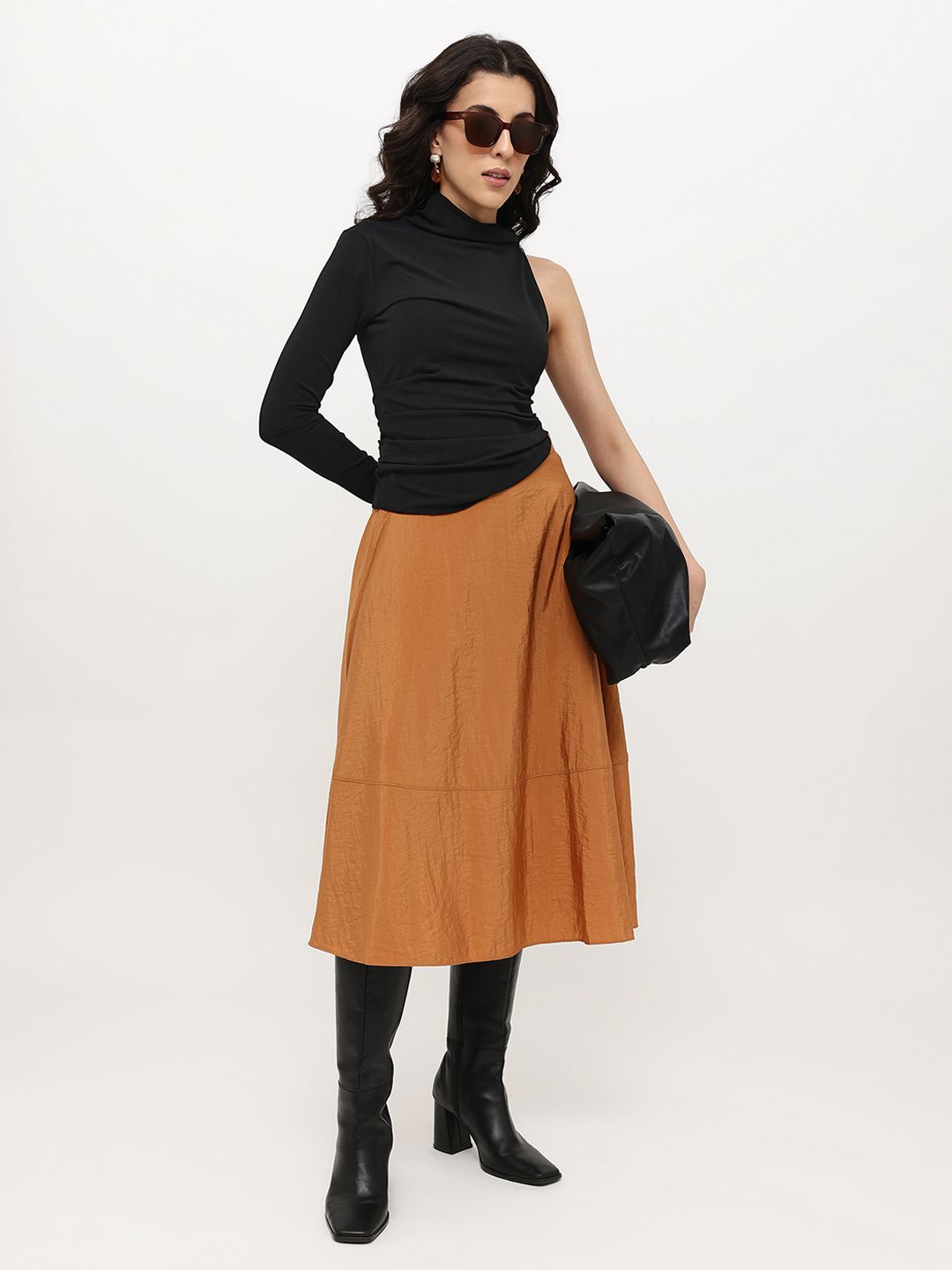 One Shoulder High Neck Top