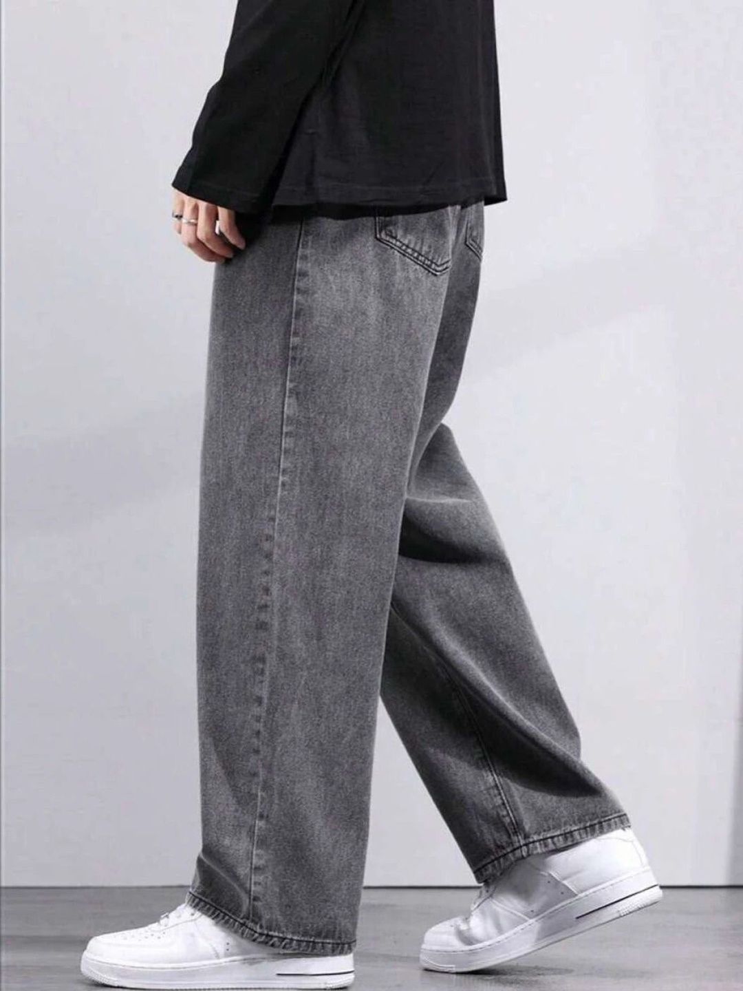 MARK VIEW Men Wide Leg Mid-Rise Light Fade Stretchable Jeans