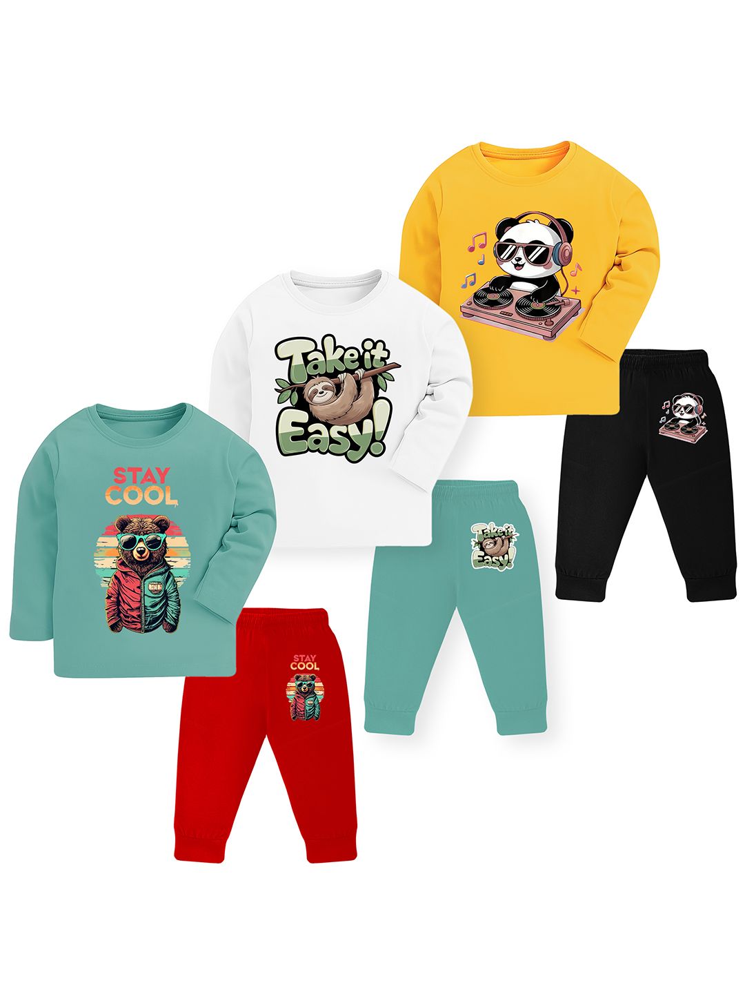 YK Unisex Kids Printed T-shirt with Pyjamas