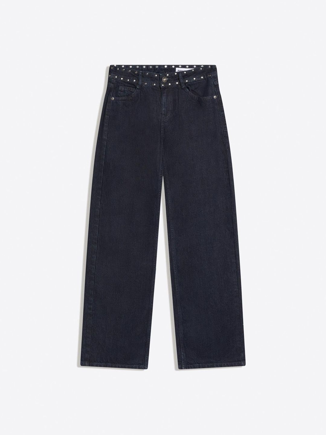 Low-rise baggy studded jeans