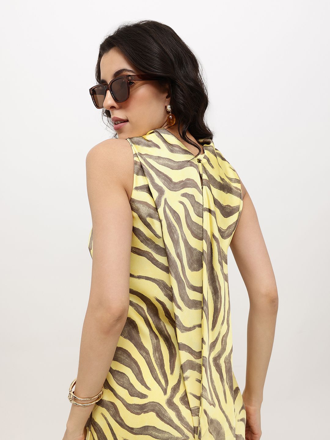 Animal Print Satin Finish Sheath Midi Dress
