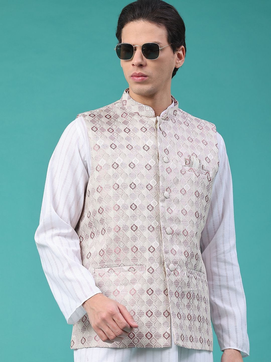V-Mart Self Design Woven Nehru Jacket