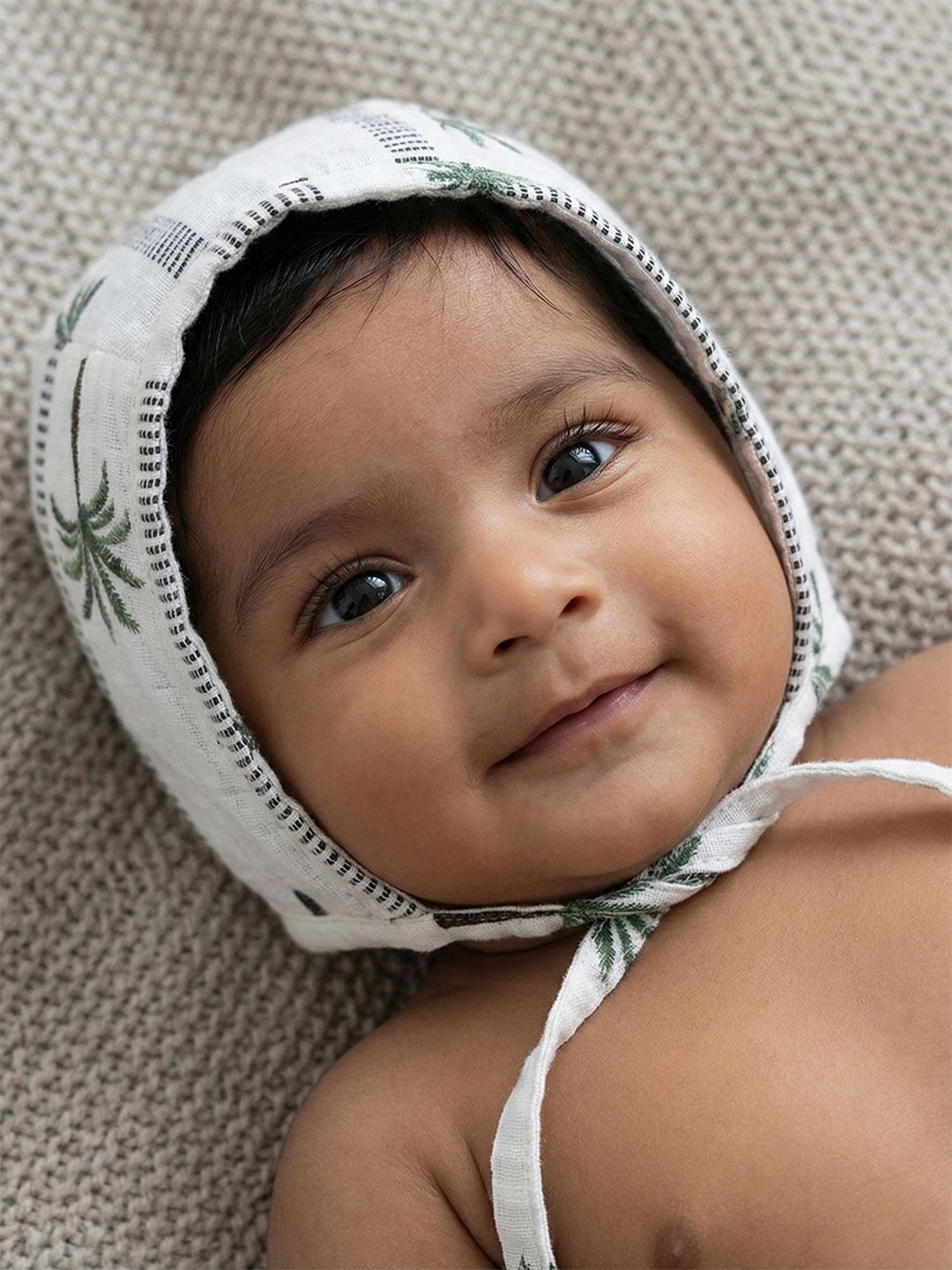 cocoon care Kids White Bamboo Cotton Printed Beanie