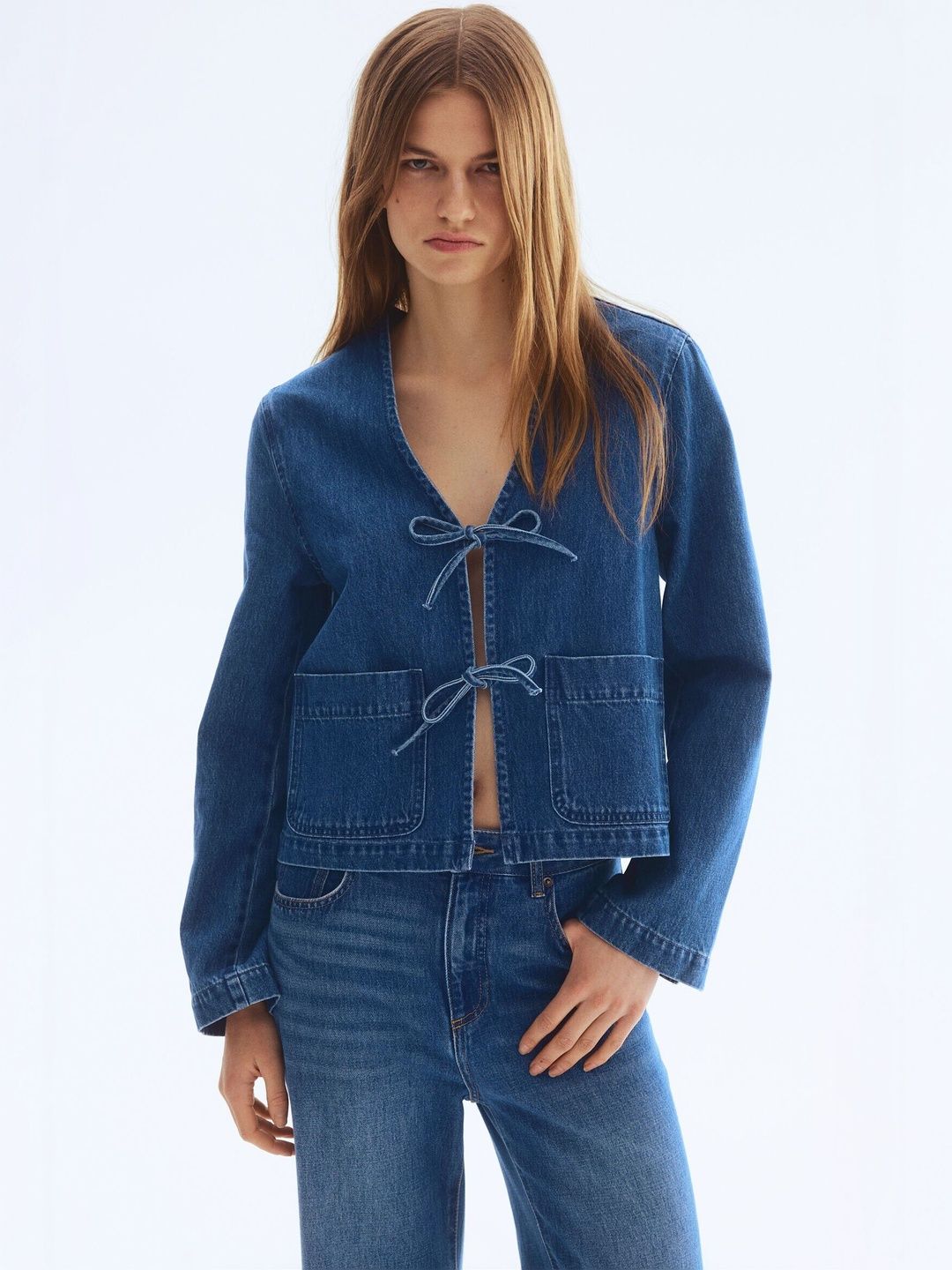 H&M Tie-Front Denim Jacket
