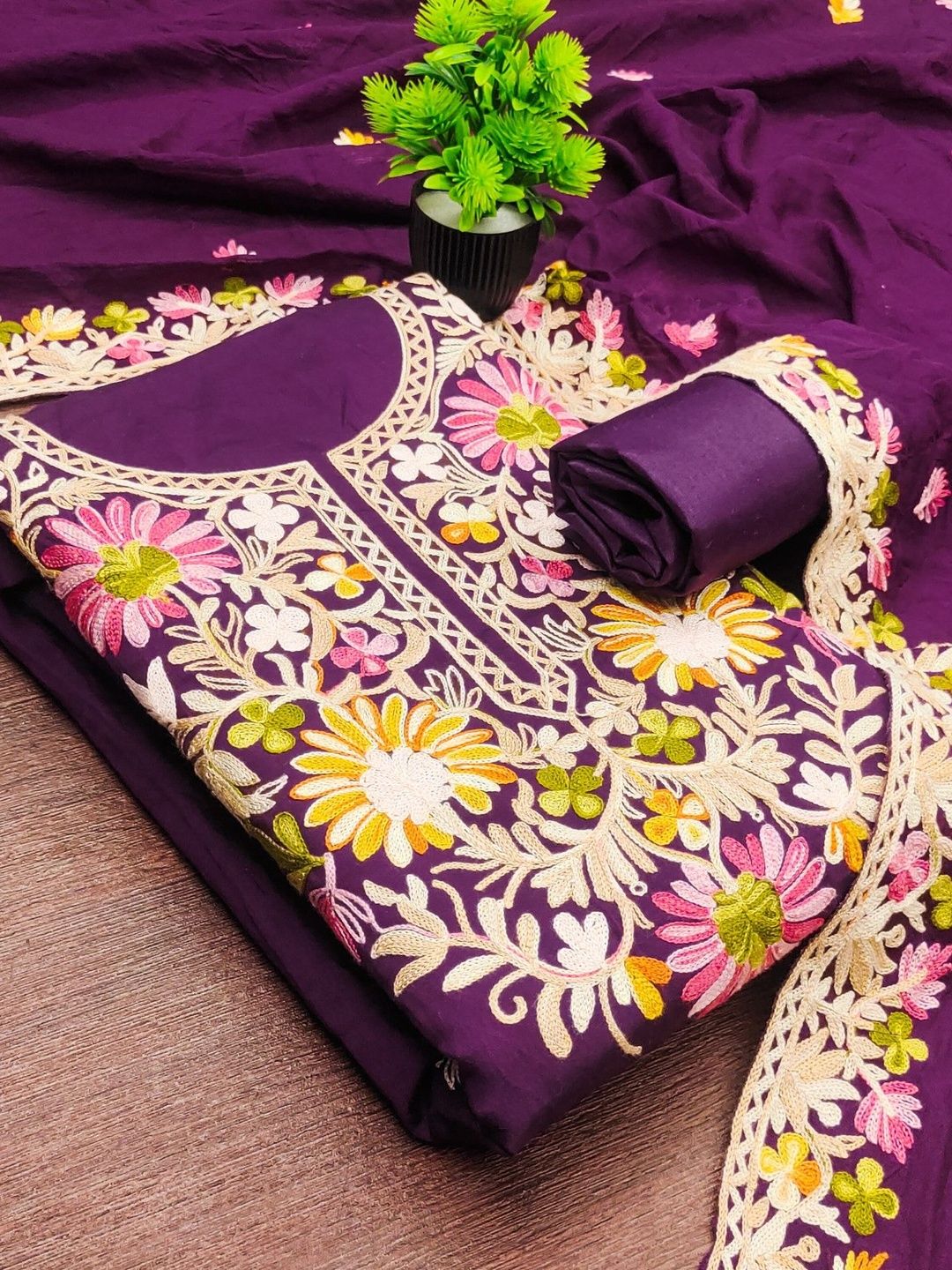 KALINI Embroidered Unstitched Dress Material