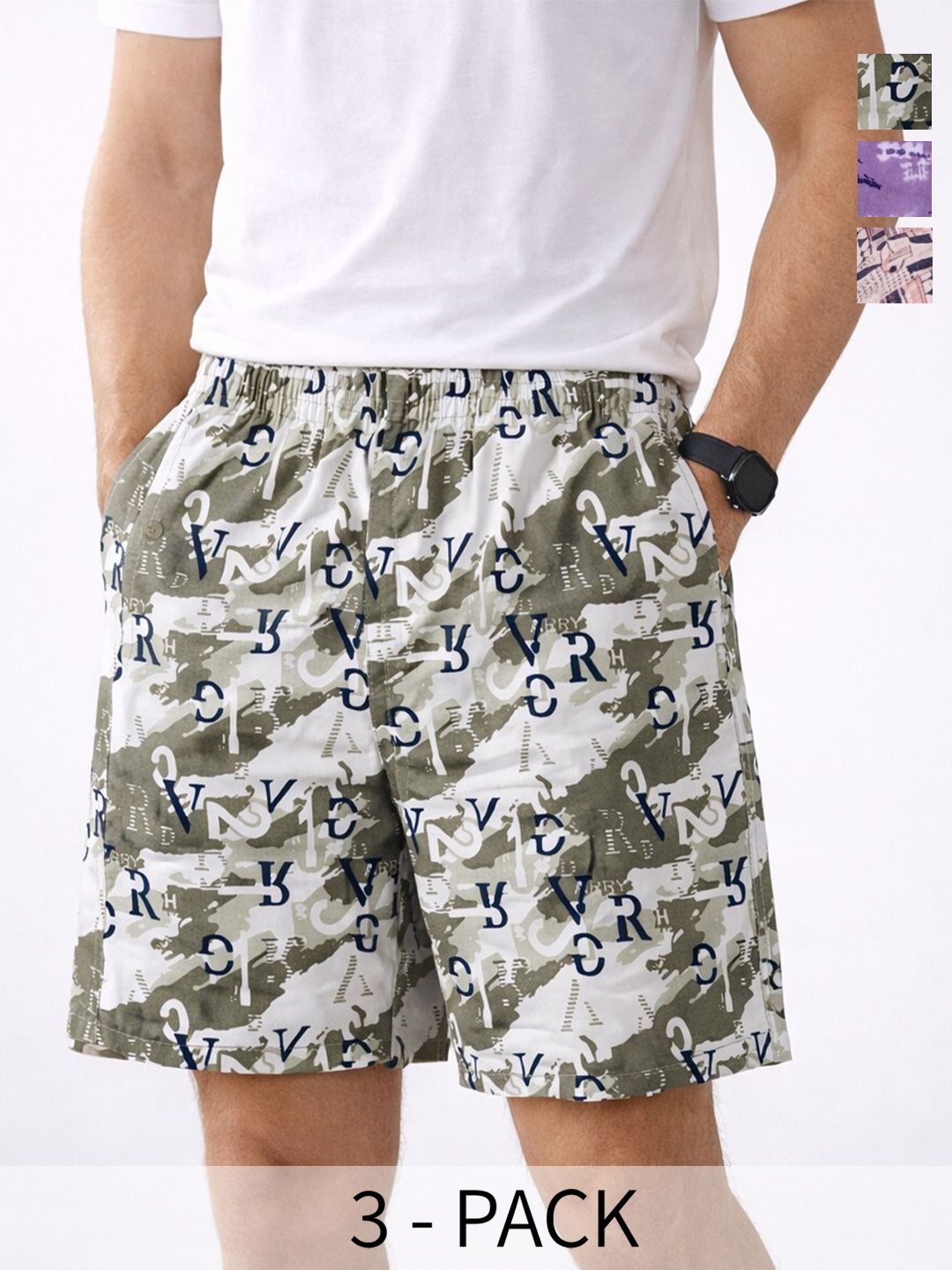 HRX by Hrithik Roshan Pack of 3 Printed Cotton Boxers