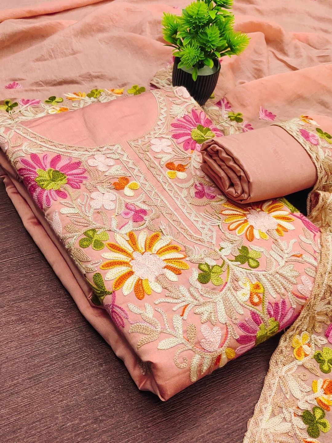 KALINI Embroidered Unstitched Dress Material