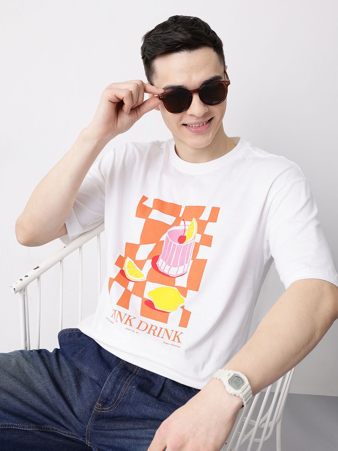 Mast & Harbour Graphic Printed Pure Cotton T-shirt