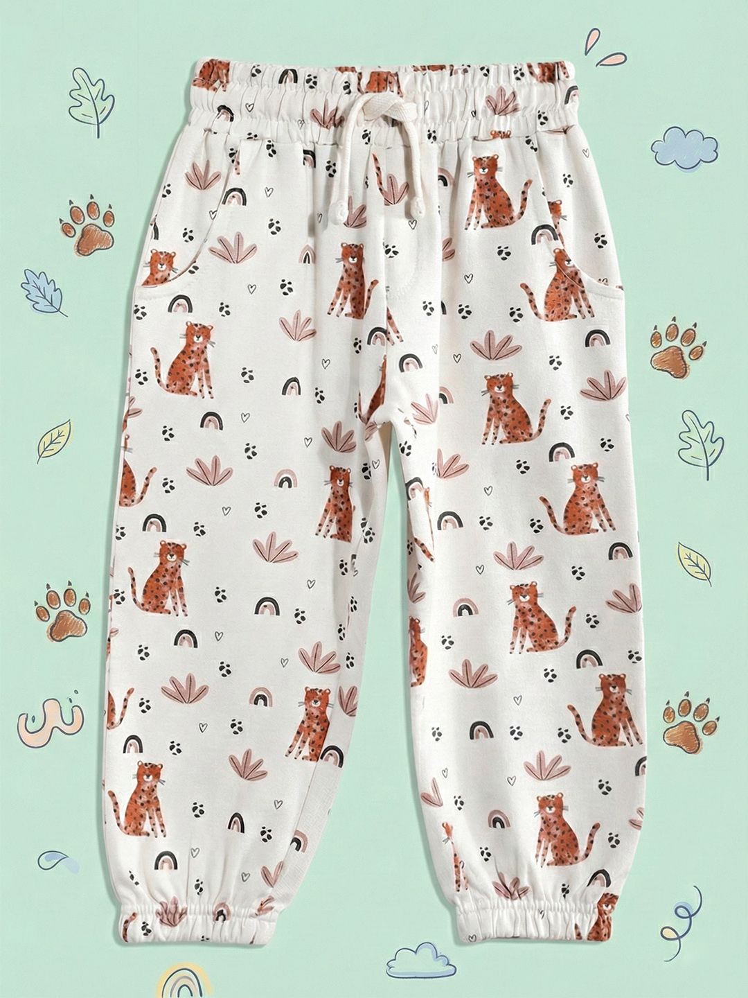 mothercare Girls Animal Printed Pure Cotton Joggers
