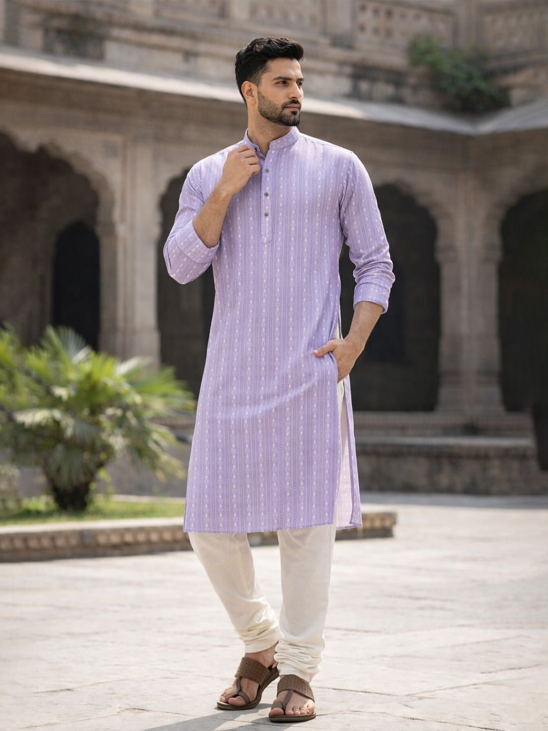LADSLOOM Men Purple Kurtas