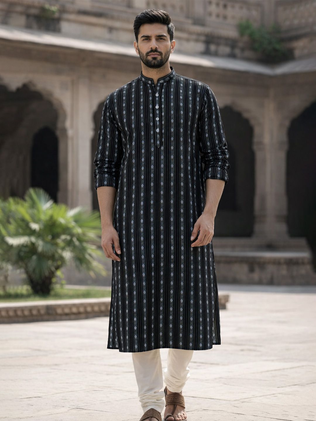 LADSLOOM Men Black Kurtas
