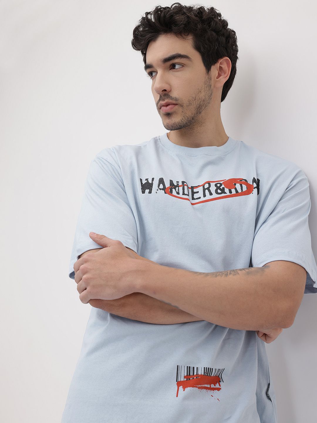 The Roadster Life Co. Graphic Printed Pure Cotton Relaxed Fit T-shirt