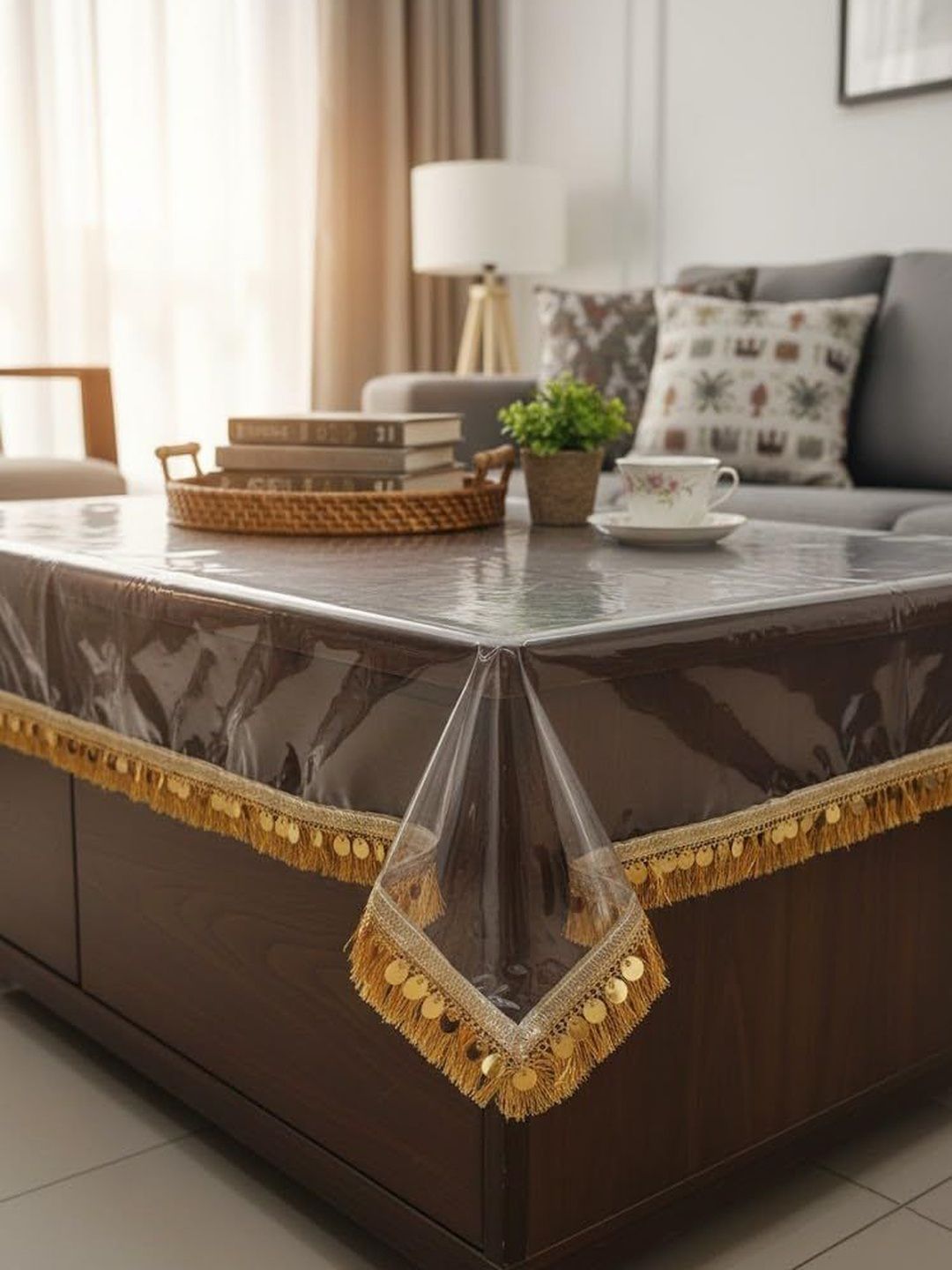 CASA-NEST Gold-Toned 8-Seater Table Cover