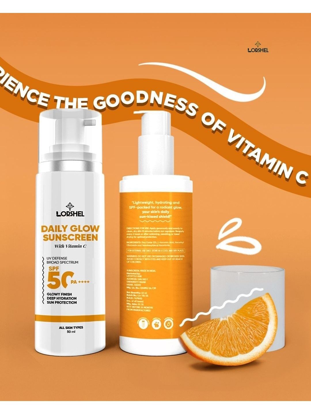 lorshel lorshel Sunscreen - SPF 50 PA++++ SPF50 Lotion Suitable For Sensitive Skin - 50 ml