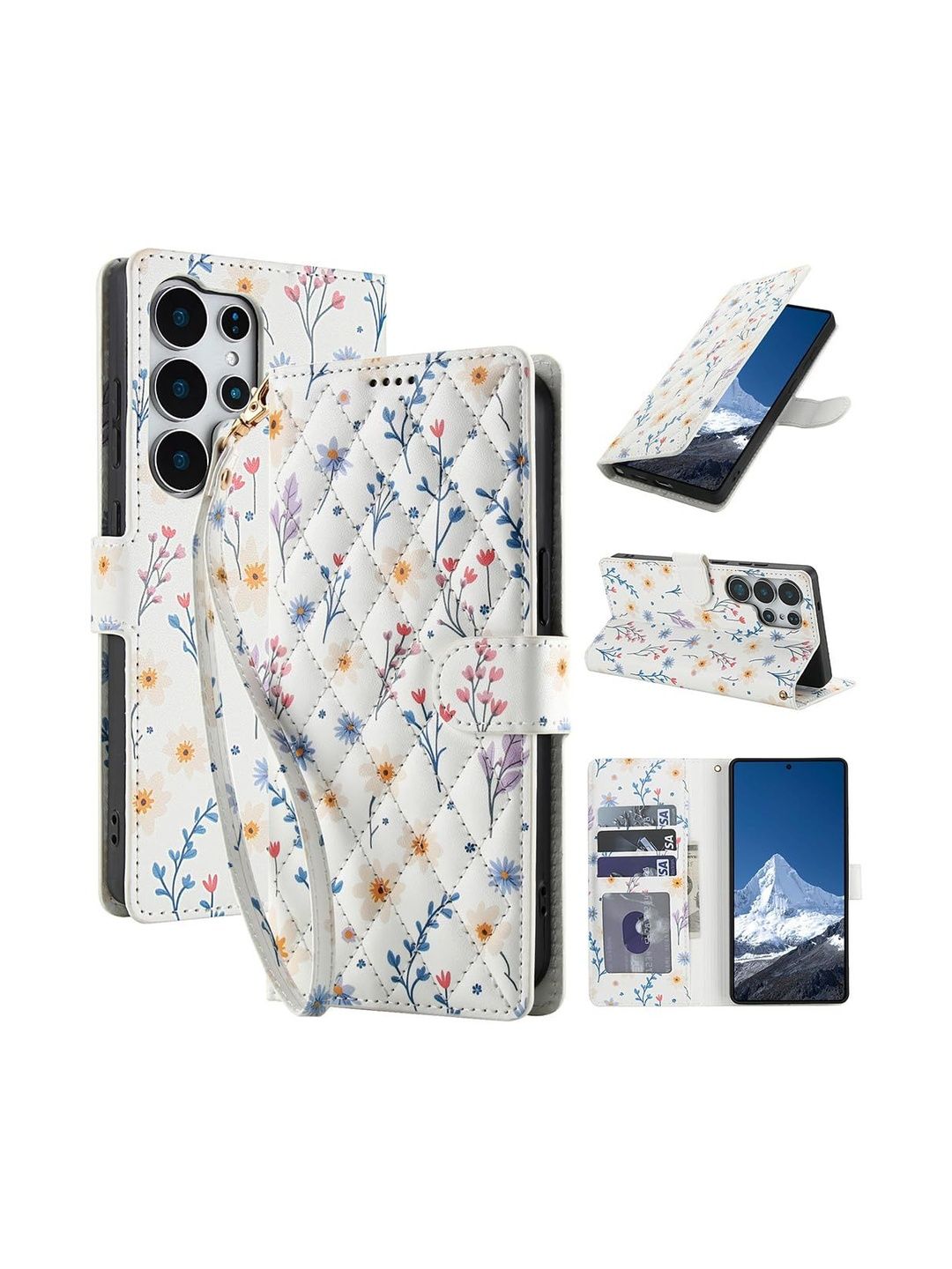 Palay Floral Printed Samsung Galaxy S23 Ultra 5G Flip Case Mobile Accessories