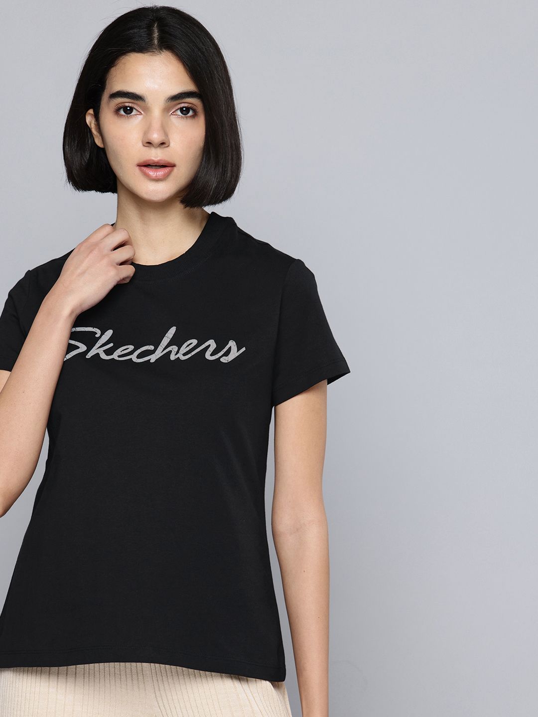 Skechers Brand Logo Printed Pure Cotton T-shirt