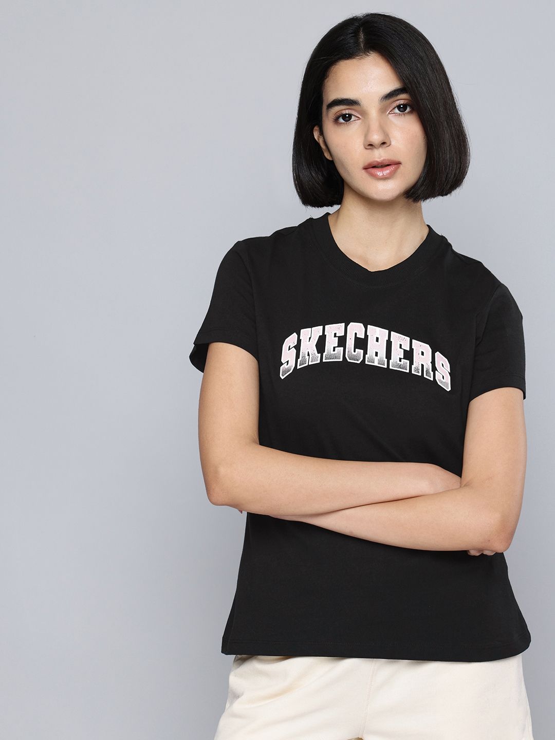Skechers Brand Logo Printed Pure Cotton T-shirt