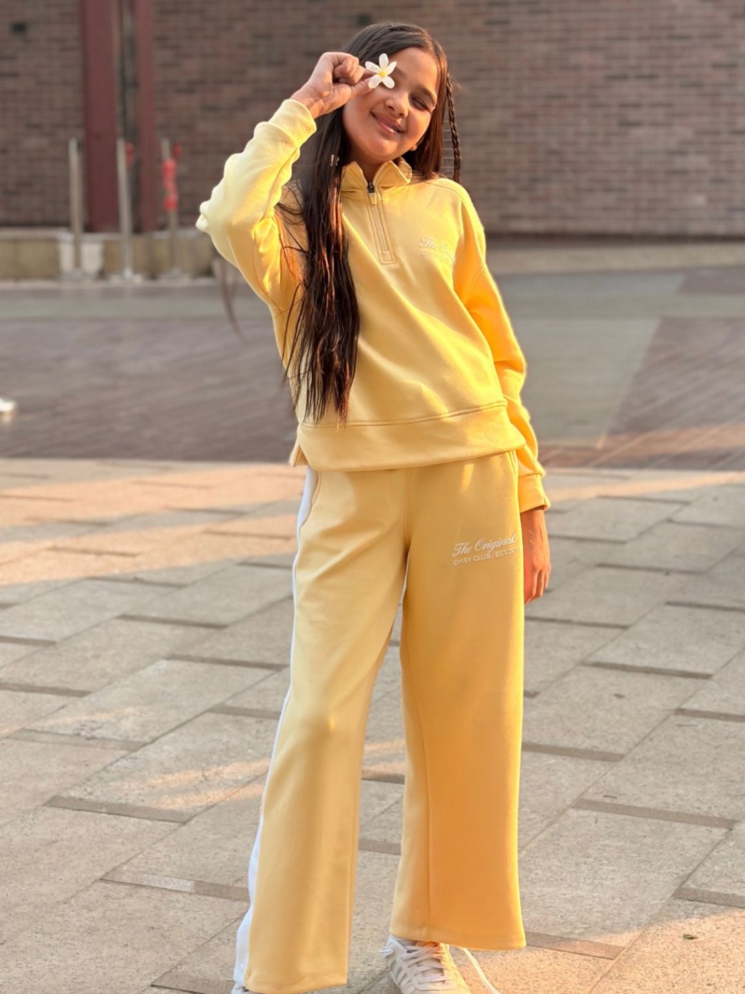 Nap Chief Girls OG Golden Hour Printed Quarter Zip Sweatshirt With Trousers
