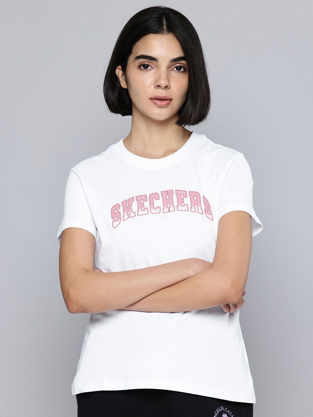 Skechers Brand Logo Printed Pure Cotton T-shirt