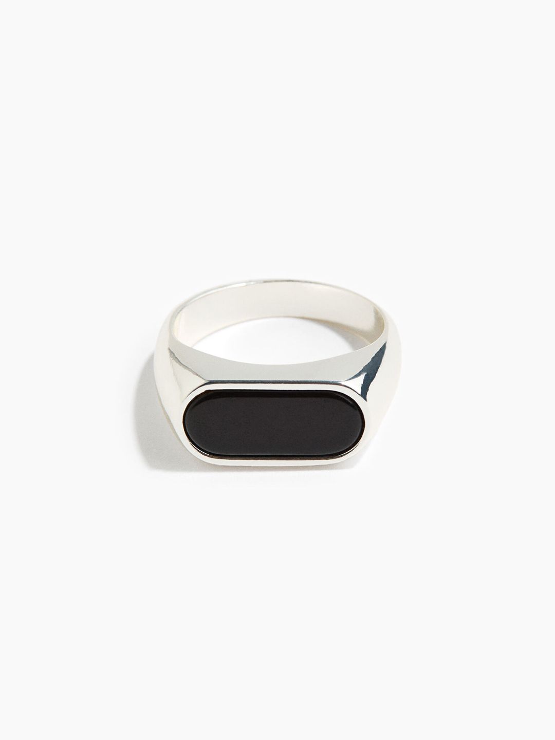 H&M Men Silver and Black Signet Ring