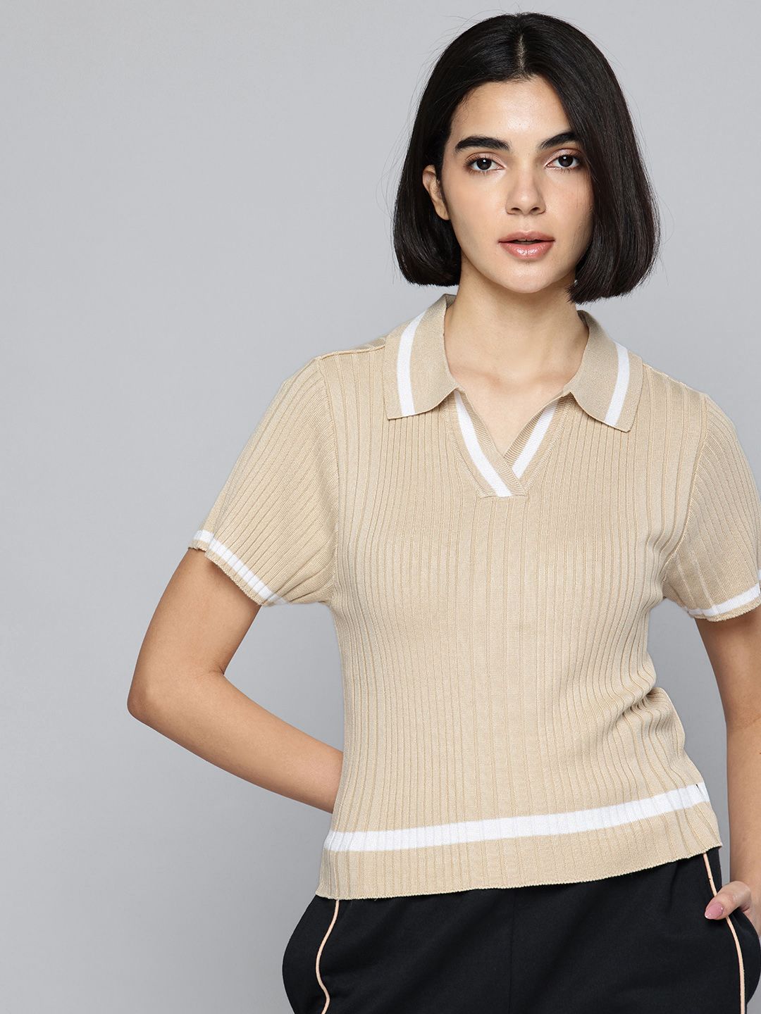 Skechers Self Striped Polo Collar T-shirt