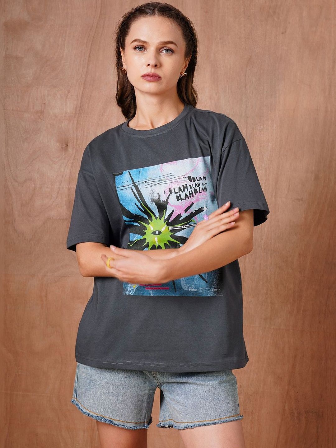 The Roadster Lifestyle Co Printed Cotton Oversized Tshirts