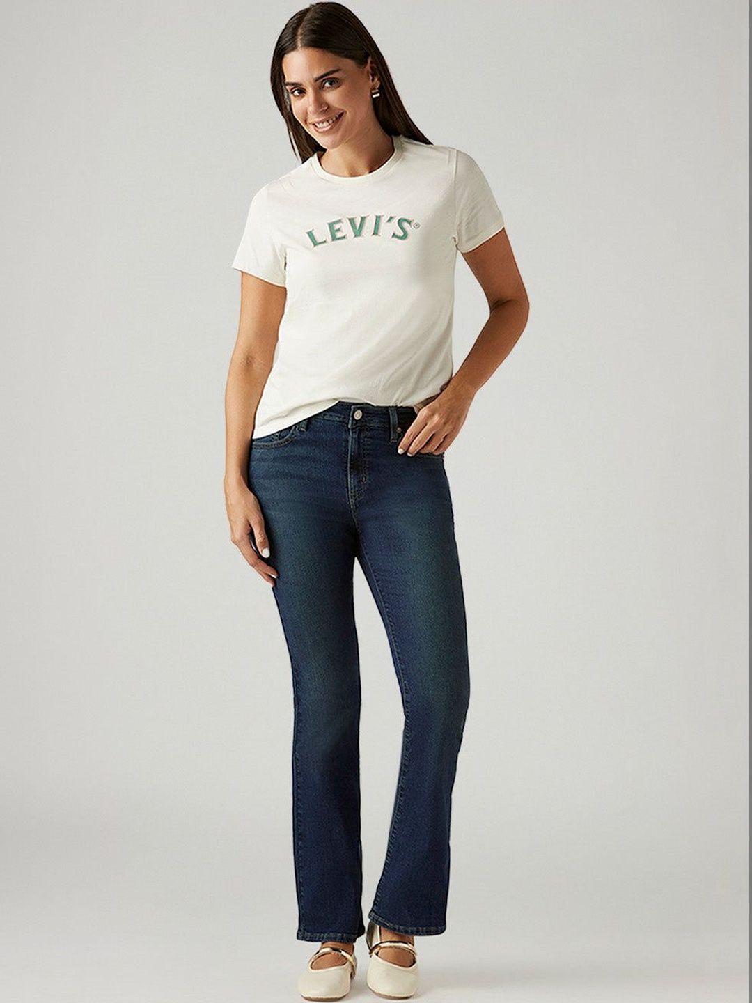 725 Dark-Blue Bootcut Fit High Rise Jeans