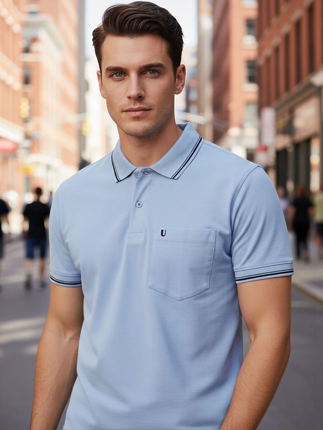 UNIBERRY JEANS Men Polo Collar Pockets T-shirt
