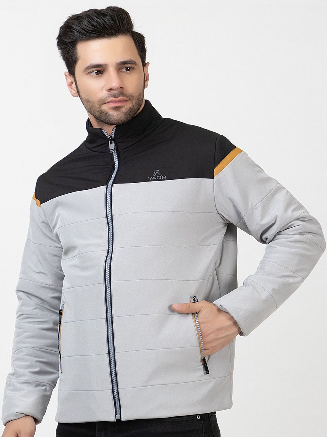 YAQR Men Colourblocked Lightweight Outdoor Puffer Jacket