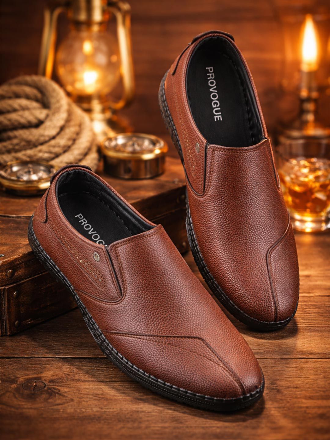 Provogue Men Textured Formal Slip-Ons