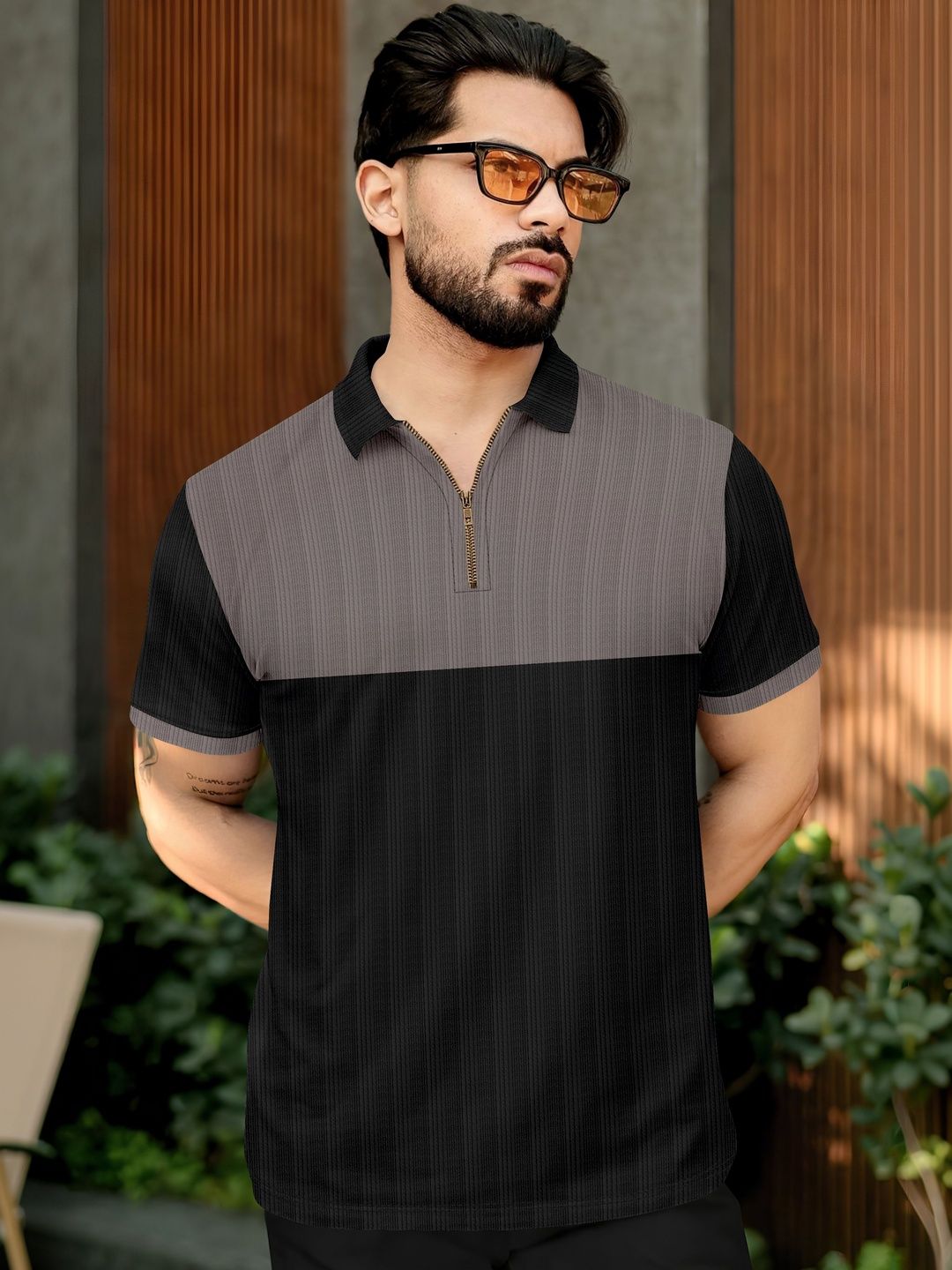KAJARU Men Colourblocked Polo Collar T-shirt