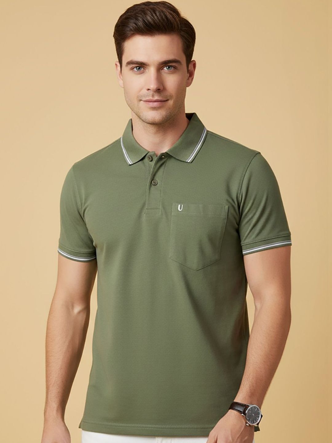 UNIBERRY JEANS Men Polo Collar Pockets T-shirt