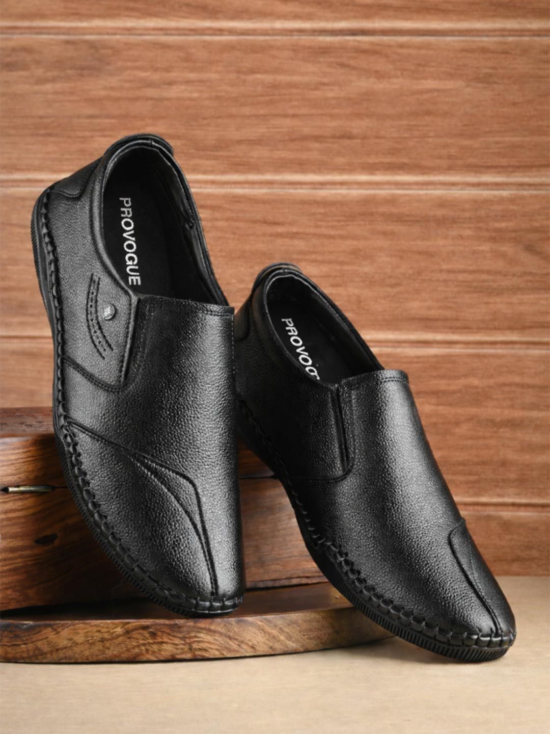 Provogue Men Leather Formal Slip-Ons