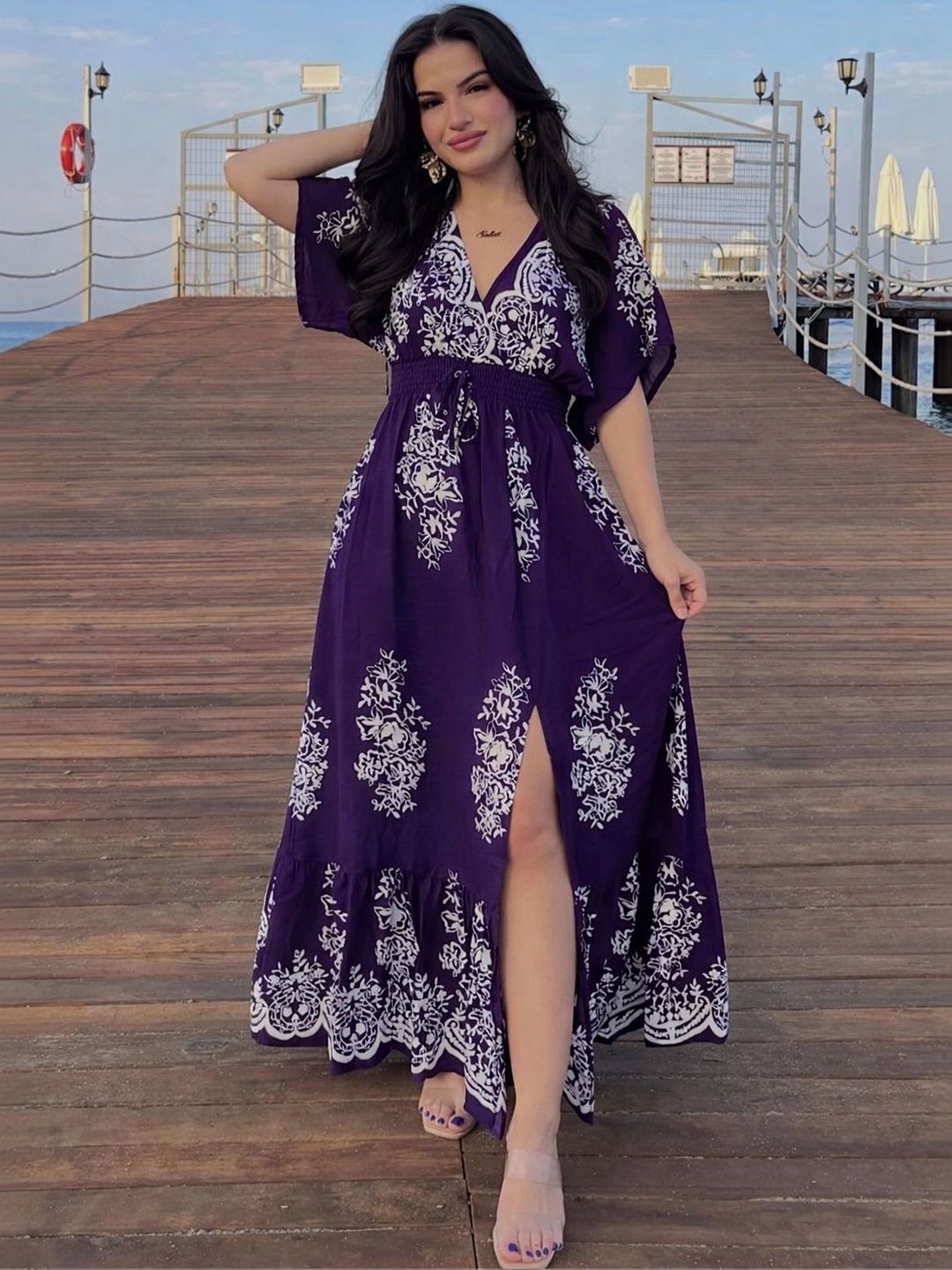 NWH Floral Print A-Line Maxi Dress