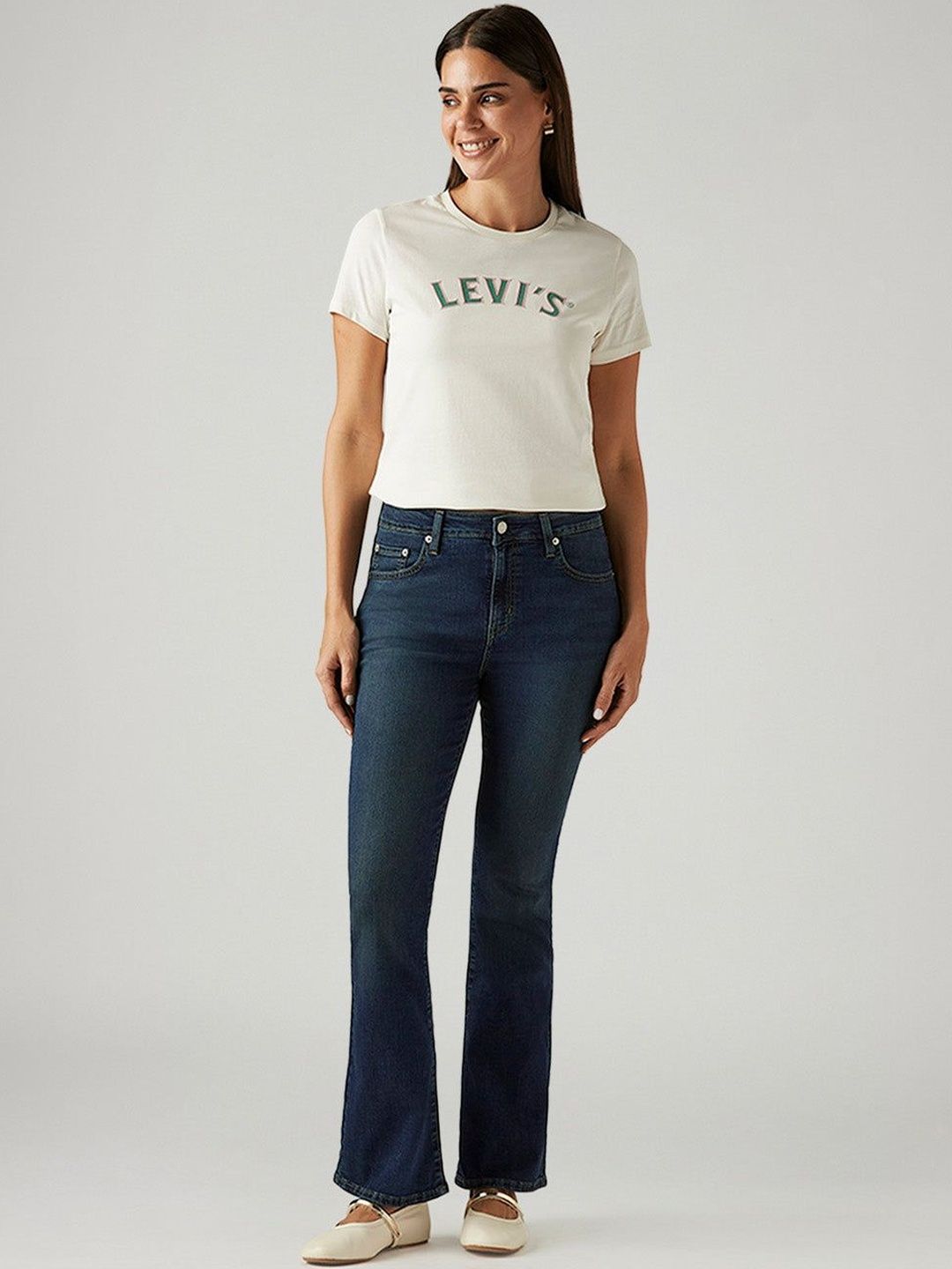 725 Dark-Blue Bootcut Fit High Rise Jeans