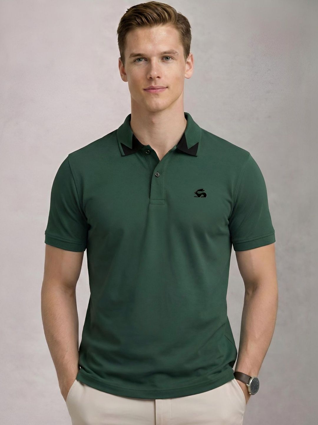 ADRO Men Brand Logo Polo Collar T-shirt