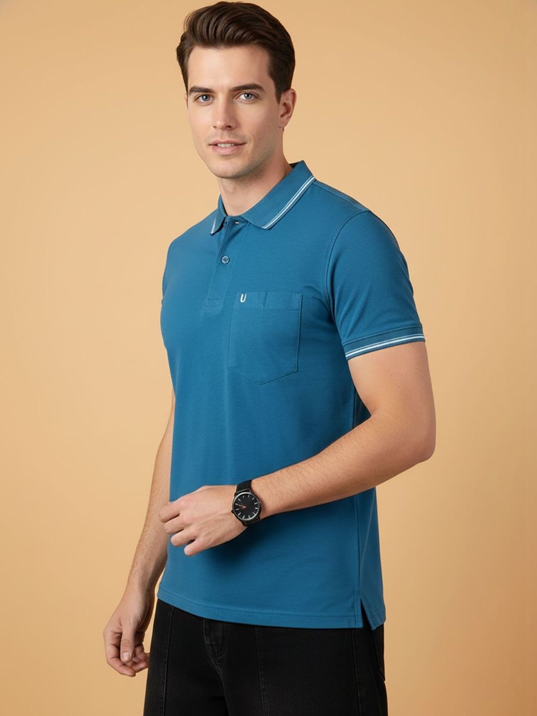 UNIBERRY JEANS Men Polo Collar Pockets T-shirt