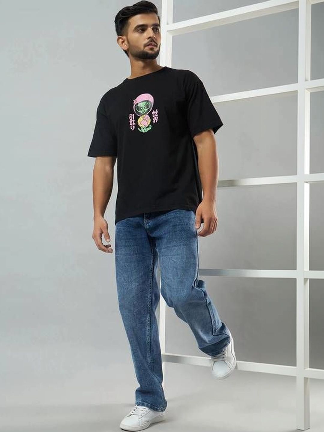BREXX Men Wide Leg Mid-Rise Light Fade Stretchable Jeans