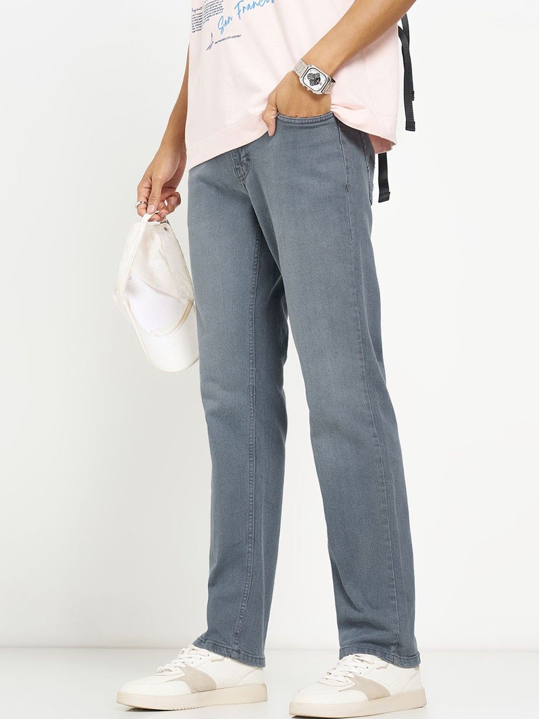 SF JEANS by Pantaloons Men Straight Fit Mid-Rise Light Fade Jeans