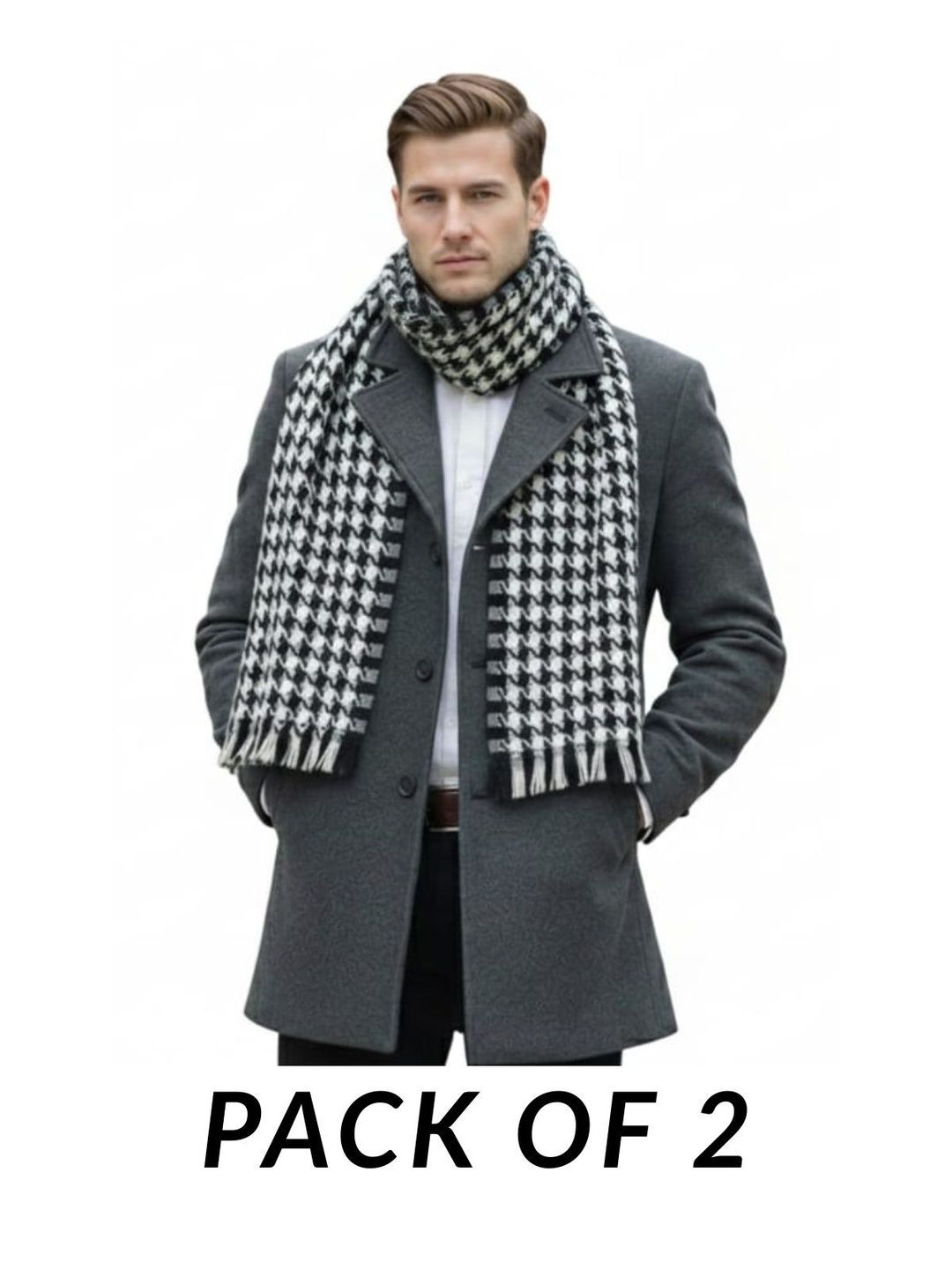 YAQR Men Checked Merino Wool Mufflers