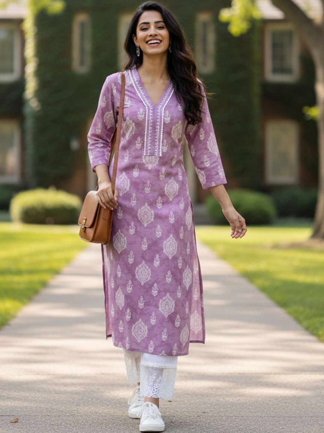 KALINI Women Floral Printed Pastels Kurta