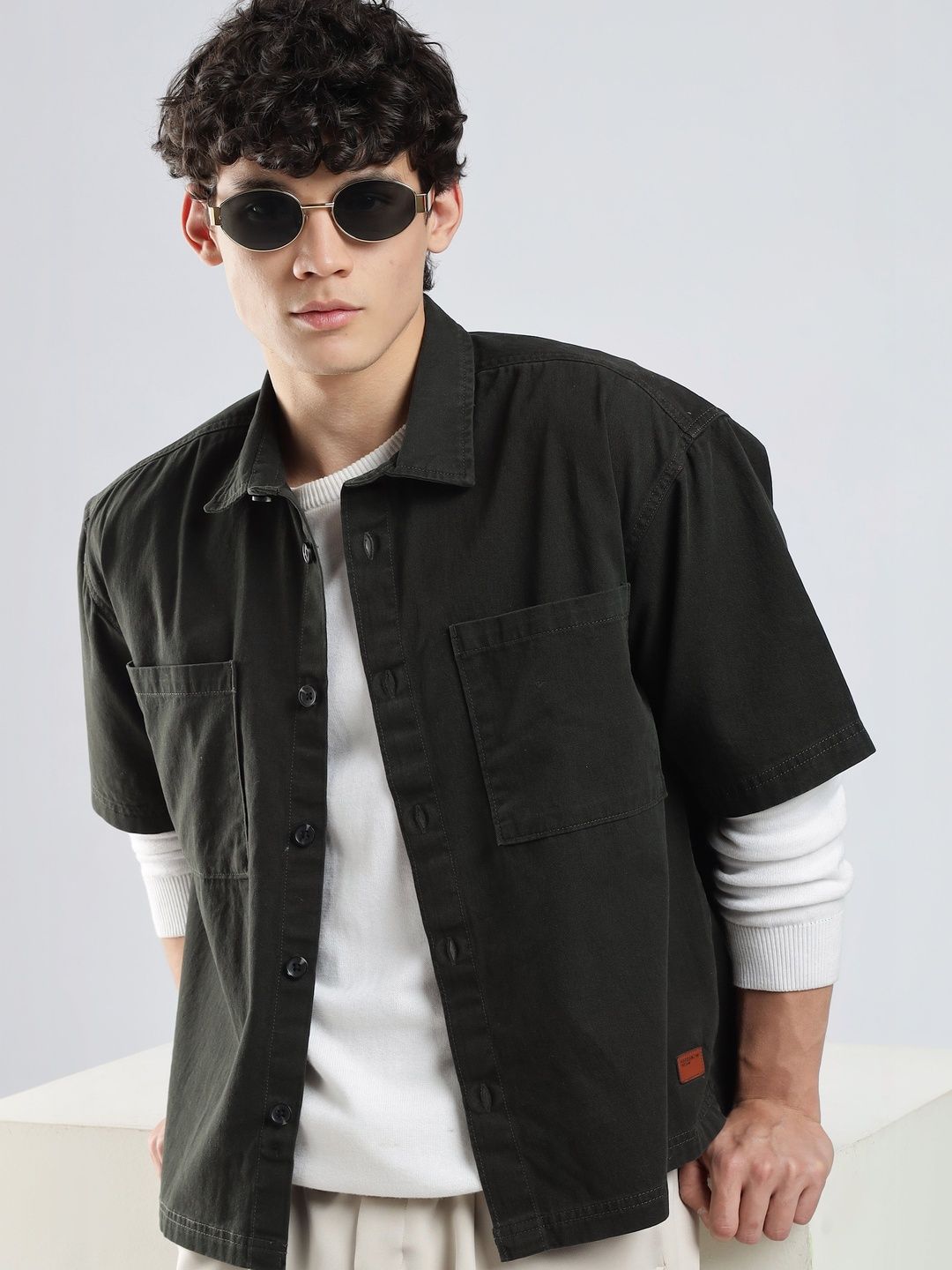 HERE&NOW Men Boxy Casual Shirt