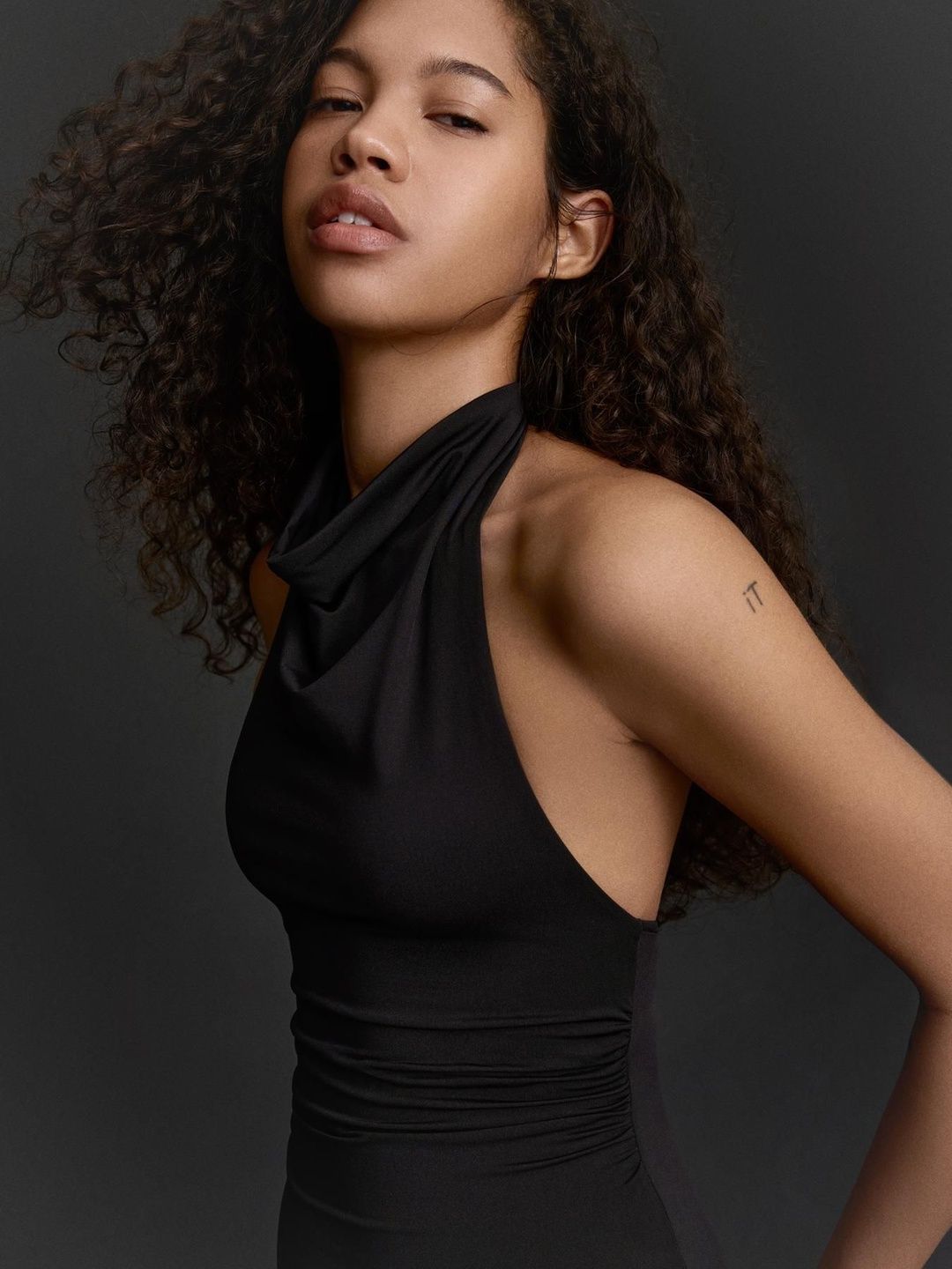 Ruched halter bodysuit