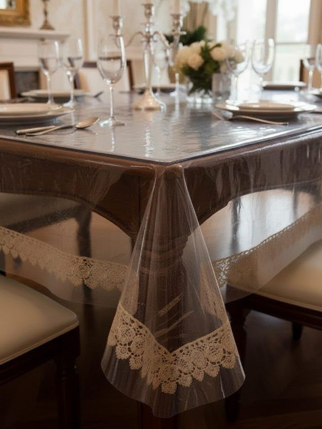CASA-NEST Beige 8-Seater Table Cover