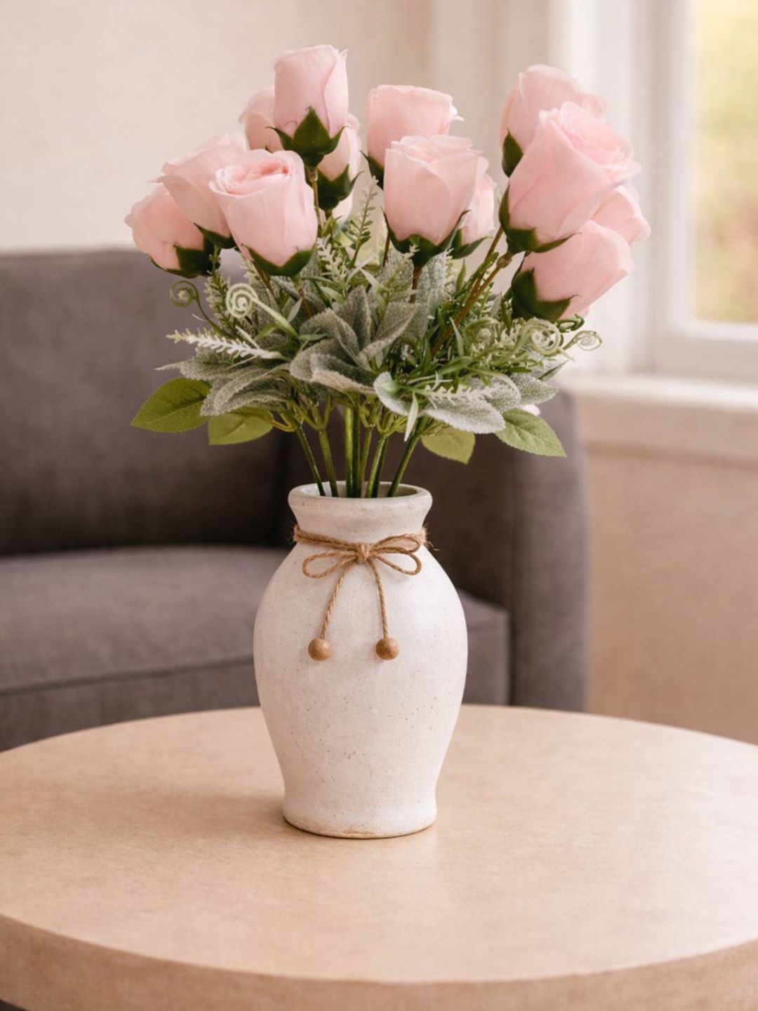 Art Street Pink Artificial Rose Flowers Bouquet Bunch 13 In