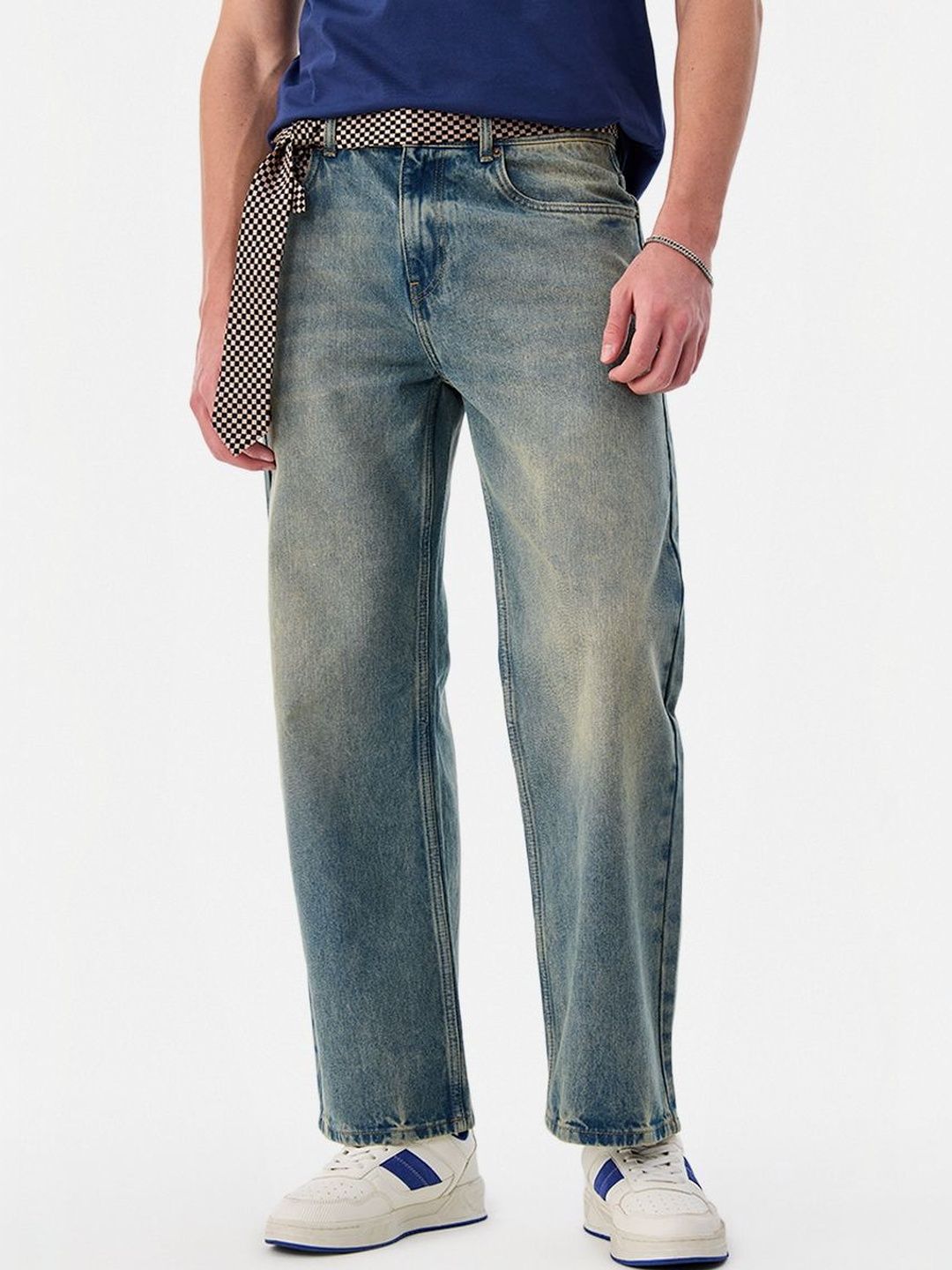 Snitch Blue Mid-Rise Relaxed Fit Jeans