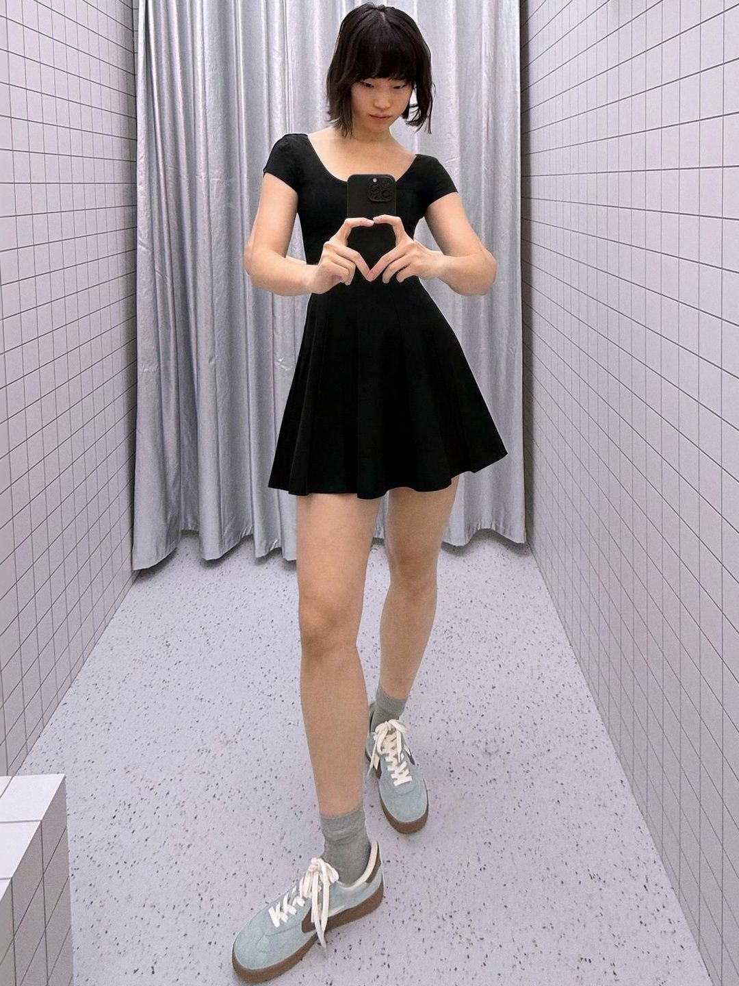 Bengaline mini dress with flared skirt