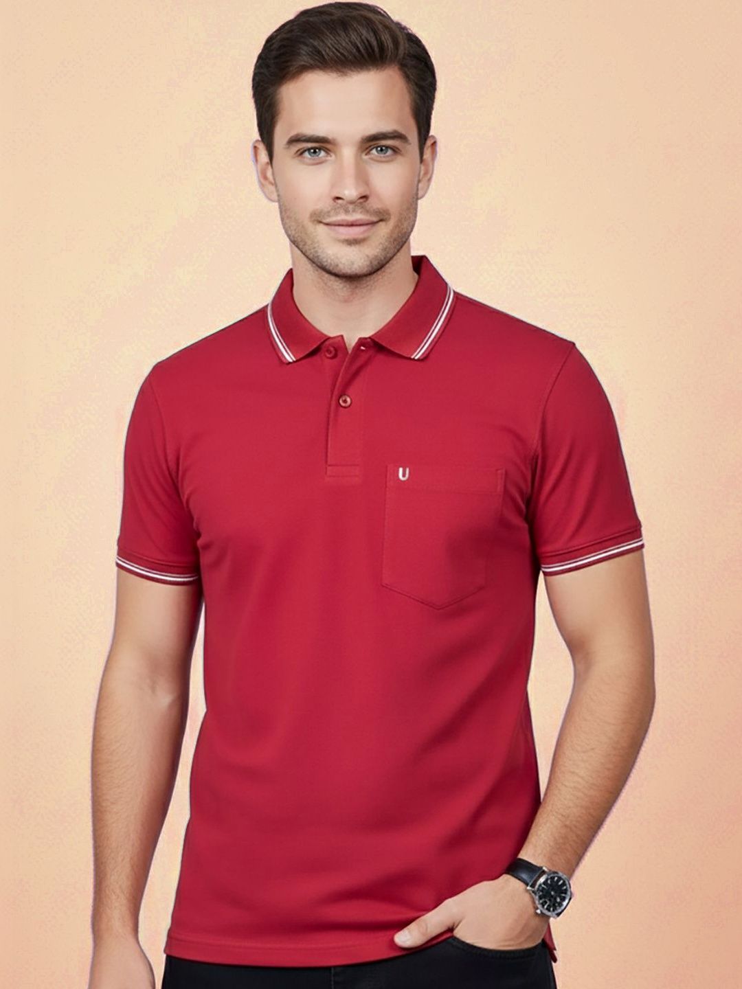 UNIBERRY JEANS Men Polo Collar Pockets T-shirt