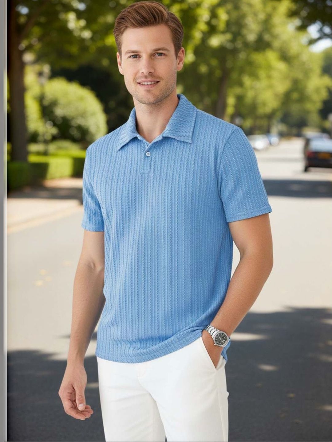 SZN Men Polo Collar T-shirt